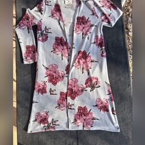 Floral Maxi Dress in Gray and Pink